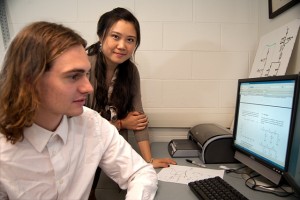 Students worked on a Grand Challenges project simulating neurons with electrical circuits in computer software.
