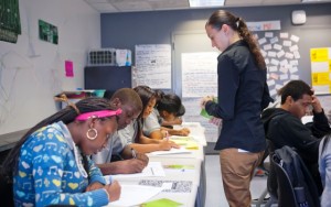 Danielle Bero '07 teaches her creative writing class.