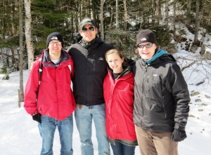 Chris Kelly ’13 (left-right), Professor David Sunderlin, Jaclyn White ’13, and Professor Kira Lawrence