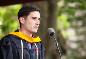 Zachary Winthrop ’13 gives the Pepper Prize speech.