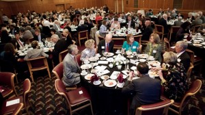 Faculty, staff, and alumni enjoy dinner prior to the awards ceremony.