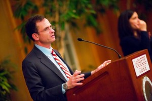 President Daniel Weiss announces the award winners.