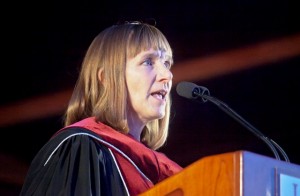 President Alison Byerly presents her address “Choosing Lafayette.”