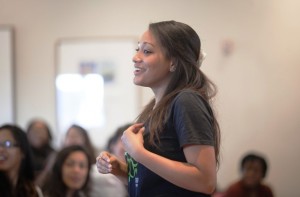 Brianna Braswell ’16 fields a question from the audience.