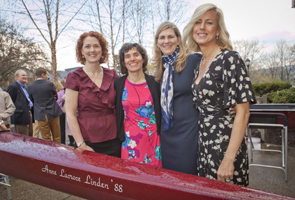 Leigh Ann Evans '89 (L-R), Carren Panico '88, Susan Kovar '88, and Allison Davis '88