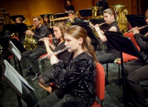Mary Higgins ’15 performs on the flute in the Concert Band.