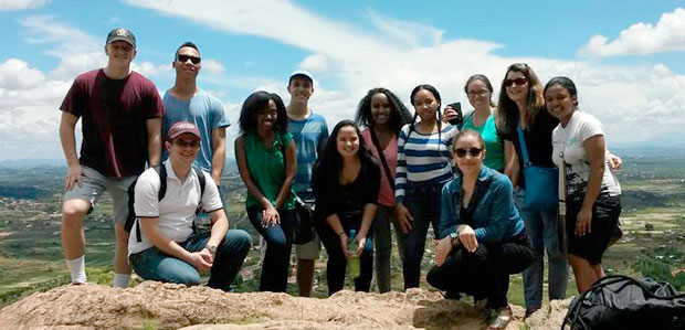 LIME team with Professor Averett touring Malagasy palace on New Year's Eve