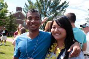 Two friends pose  for a photo during Reunion 2014.