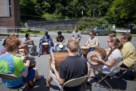 Lafayette College, the Community Based Teaching Program and the Art Department enjoy the residency of the Art Ambassador of Nigeria, Ibiyinka Alao. Here he works with Lafayette students in the Williams Visual Arts Building