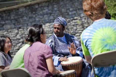 Lafayette College, the Community Based Teaching Program and the Art Department enjoy the residency of the Art Ambassador of Nigeria, Ibiyinka Alao. Here he works with Lafayette students in the Williams Visual Arts Building
