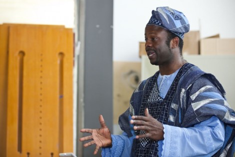 Lafayette College, the Community Based Teaching Program and the Art Department enjoy the residency of the Art Ambassador of Nigeria, Ibiyinka Alao. Here he works with Lafayette students in the Williams Visual Arts Building
