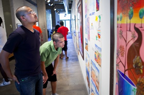 Lafayette College, the Community Based Teaching Program and the Art Department enjoy the residency of the Art Ambassador of Nigeria, Ibiyinka Alao. Here he enjoys an opening reception showcasing his work  in the Williams Visual Arts building