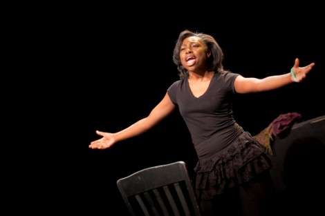 Singer Brandi Porter '13 performs in the Black Box Theater. 