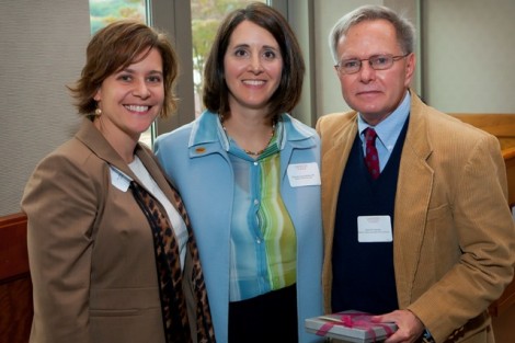 David Veshosky, right, associate professor of civil and environmental engineering, received the Daniel L. Golden '34 Faculty Service Award.