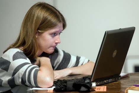 Megan Feeney '12 types out an idea.