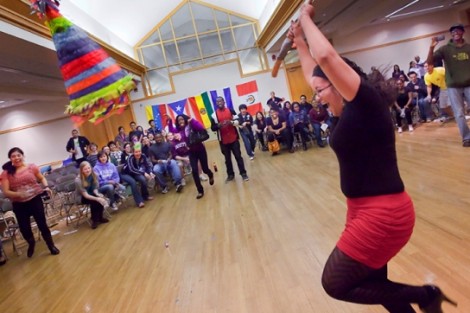 Stephanie Silva '13 hits the piñata.