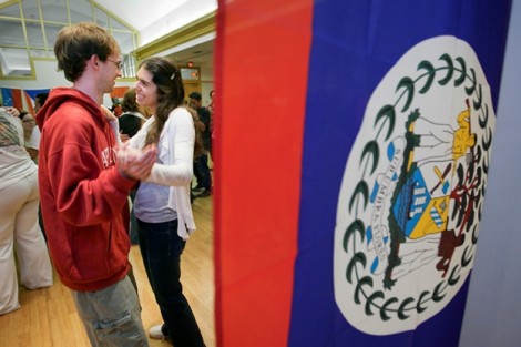 Carter Tillquist '14 and Rachel Kutz '14 dance the merengue.