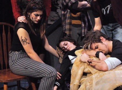 Clockwise from left: Dana Pardini '12 as Maureen, Juliet Lodi '12 as Joanne, Brett Billings '12 as Mark, Patrick Grundy '15 as Collins, Eric Mortensen '12 as Roger, and Amanda Scherb '13 as Mimi