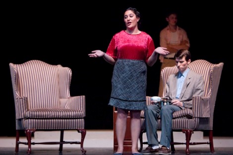 Anna Schulman '12 (as Belle May Steinberg Carroca) and Jake Dunsmore ’15 (as Benjy Stone) 