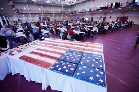 Dessert at the tailgate was a huge flag-decorated cake.