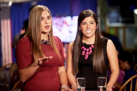 Social media anchors Gina Morrone ’14, left, and Alexa Ikeler ‘13