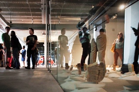 The reception for art professor Nestor Gil's Pan (Myopia) exhibition