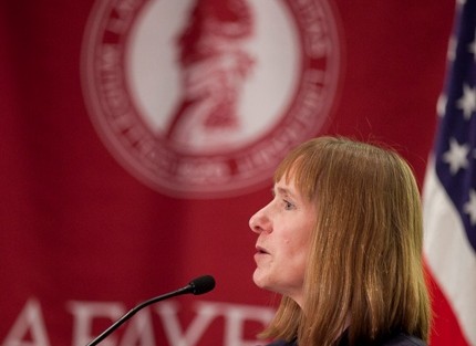 The president-elect speaks in Pfenning Alumni Center.