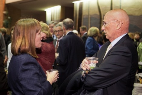 Alison Byerly speaks with David Reif ’68, president of the Alumni Association.