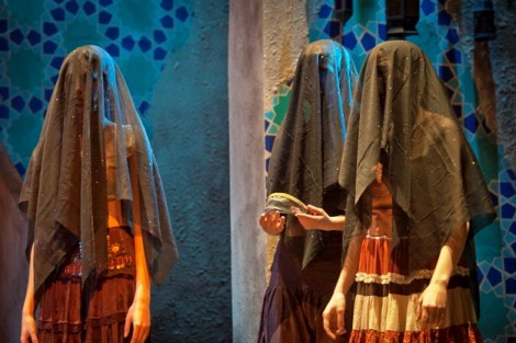 Cast members in veils 