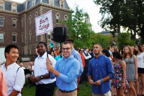Students from South College walk as part of the processional.