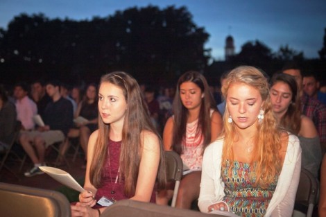 Students sing the “Alma Mater.” 