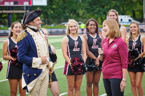 President Alison Byerly leads the crowd in singing 'Happy Birthday' to the Marquis.