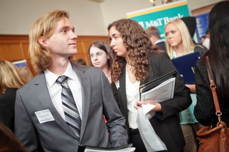 Mechanical engineering major Conner Christensen ’15 explores the Career Fair.