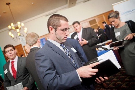 English major Andrew Fox ’14 goes over his notes.