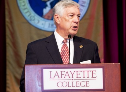Chair of the Board of Trustees Ed Ahart '69 speaks during the luncheon.