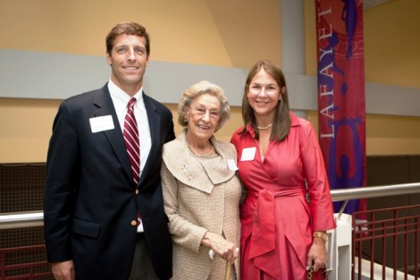 Emeritus trustee Jeff Kirby '84, his mother Walker Kirby, and Karen Kirby '87 arrive t the inaugural dinner.