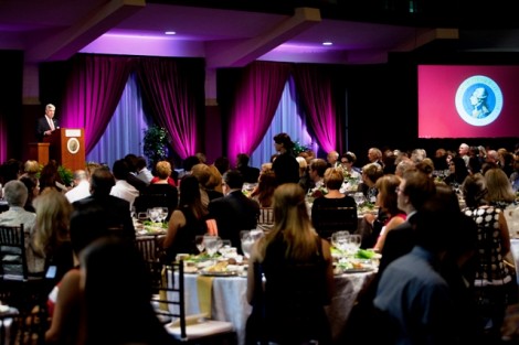 Edward Ahart ’69, chair of the Board of Trustees, speaks at the inaugural dinner.