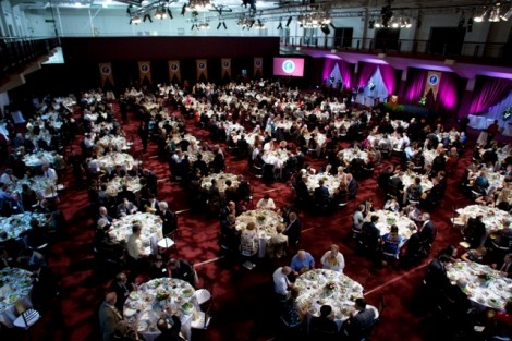 The inaugural dinner in Kirby Sports Center