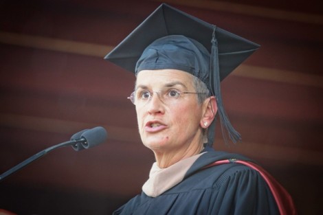 Rose Marie Bukics, acting clerk of the faculty and Jones Professor of Economics, offered greetings to the new president from the faculty.