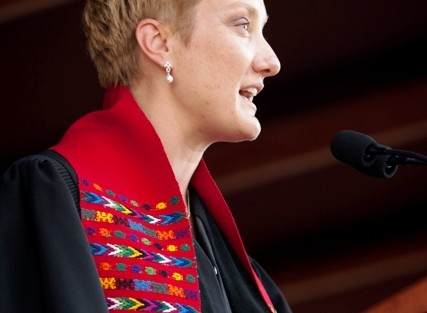 Alexandra Hendrickson, chaplain of the College and director of religious and spiritual life, delivers the benediction.