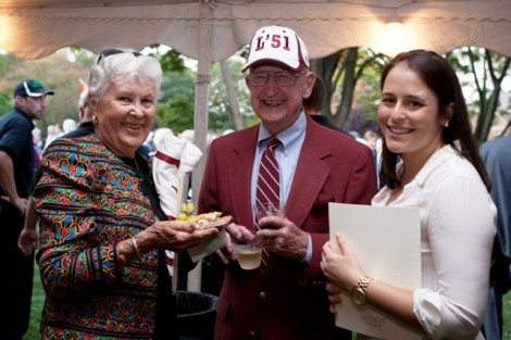 Students, alumni, and faculty enjoy themselves at the President’s Reception following the convocation ceremony on the Quad.