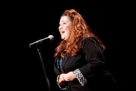Nikelia Haines ’15 as competition judge Rona Lisa Perretti