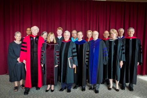 The inaugural platform party poses for a photo.