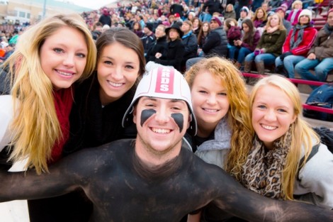 Leopard fans have some fun during the game.