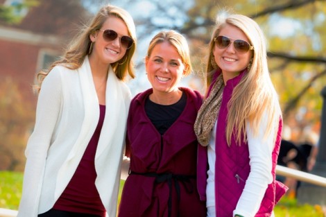 Maria Anderson, center, came up from Raleigh, N.C., with her daughter, Hanna, right, and friend, Lilah Ivey, to see her son Matt ’16 play defensive tackle for the Leopards.