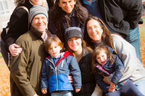Julie Cantor '17, center, is surrounded by her family, which came from San Mateo, Calif., to visit her.