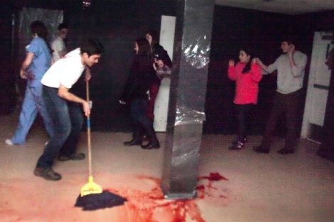 The 'remains' are cleaned up in the 'playroom.''