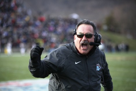 Head coach Frank Tavani celebrates a big play.