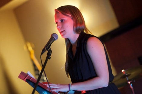 Elisabeth Burnor  '14 gives a poetry reading.
