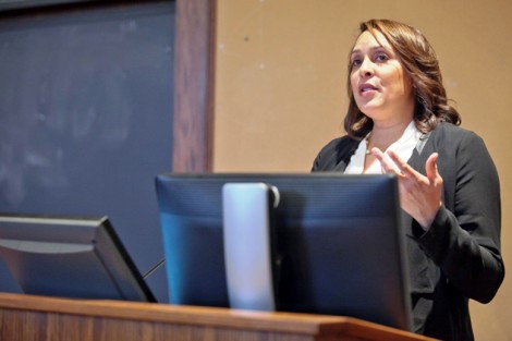 Natasha Trethewey speaks in Kirby Hall of Civil Rights.